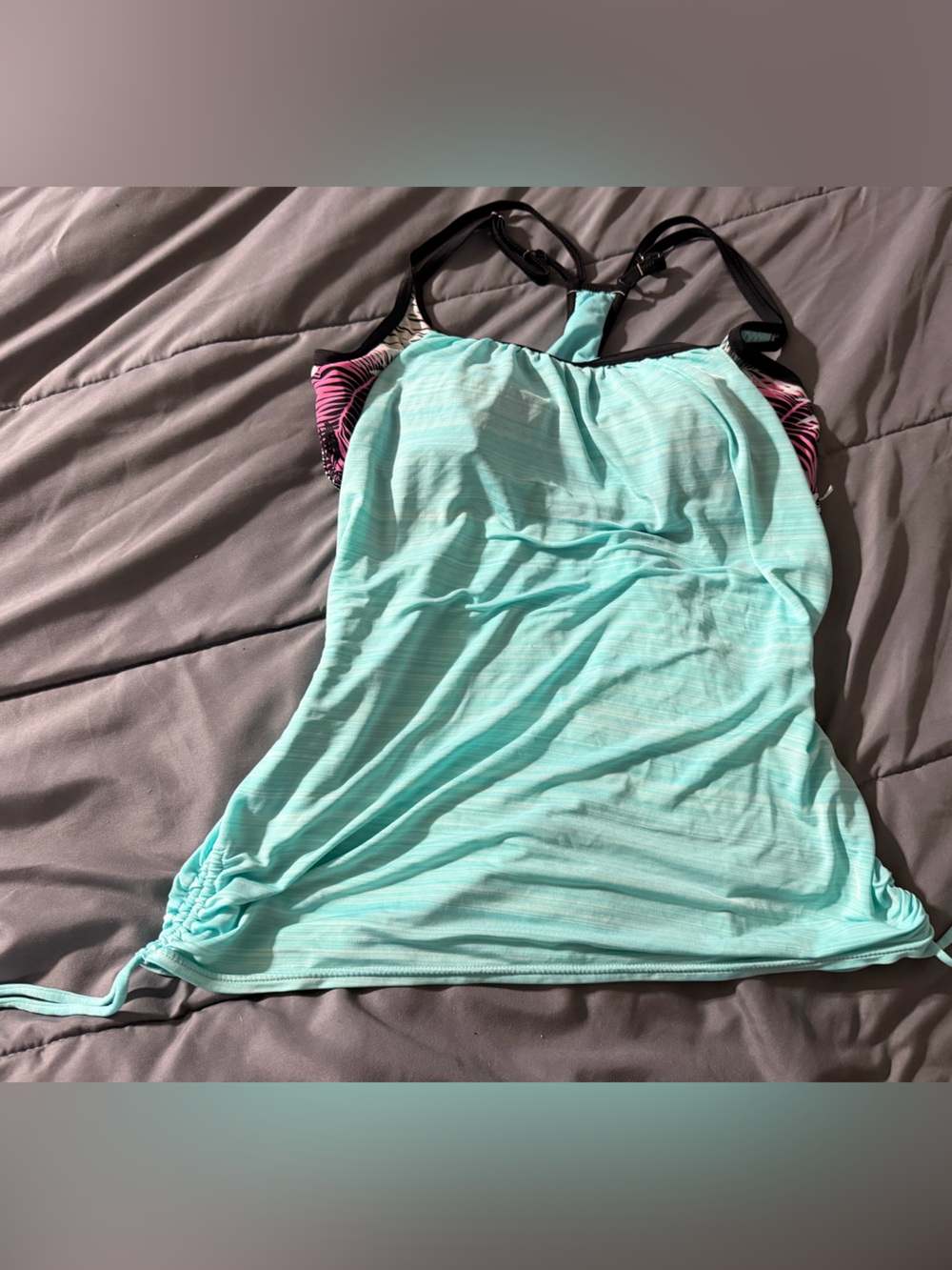 ZeroXposur Mint Tankini Top with Pink Zebra Accents